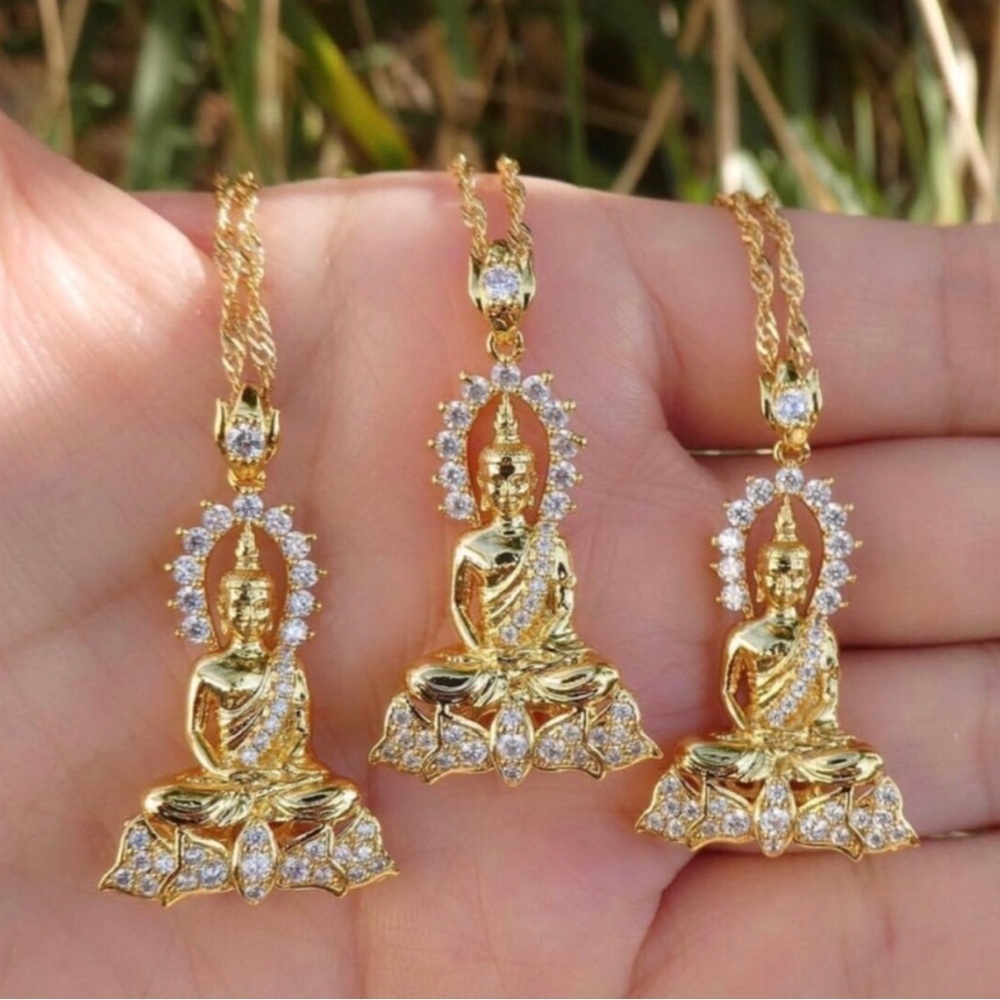 Gold Buddha Pendant Necklace 18 inch